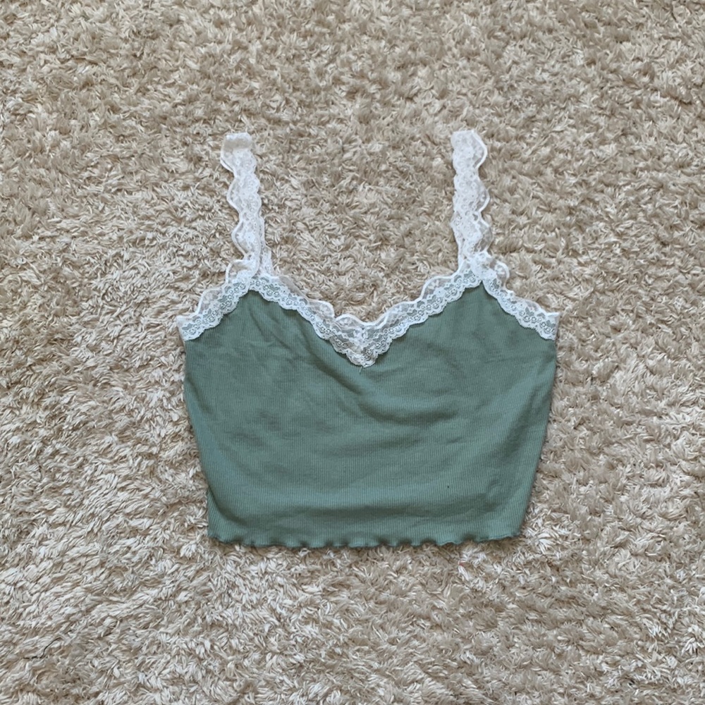 MINT GREEN LACED CROP TOP